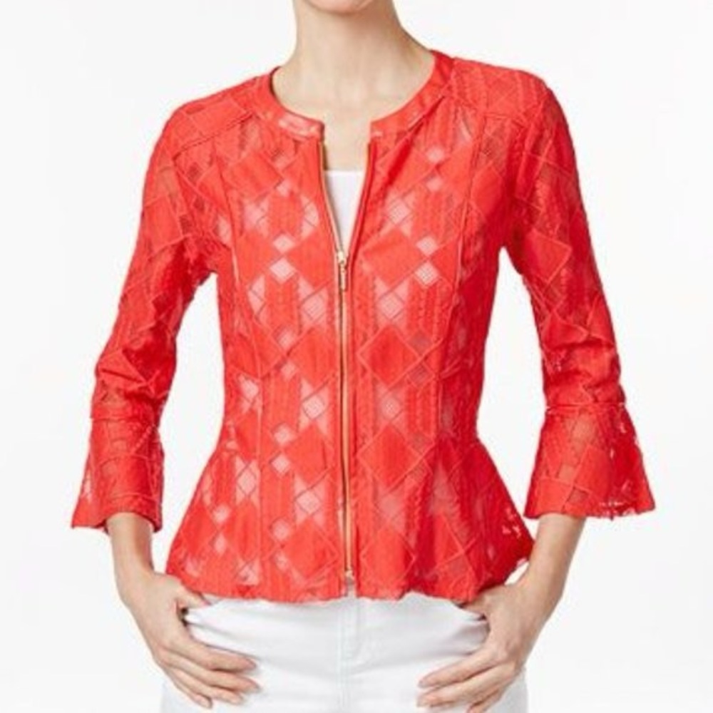 INC International Concepts‎ Lace Peplum Zip Up Jacket | Size Petite Small